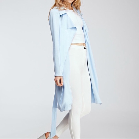 baby blue trench coat